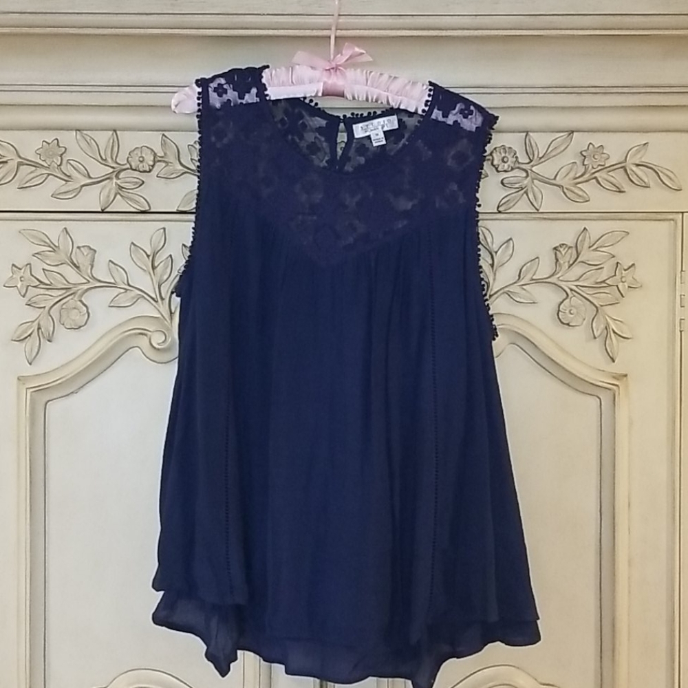 Blue Navy sleeveless blouse sz 1X